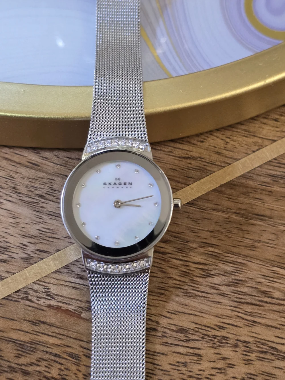 Skagen Silver Mesh Mother-of-Pearl Dial Women's Watch